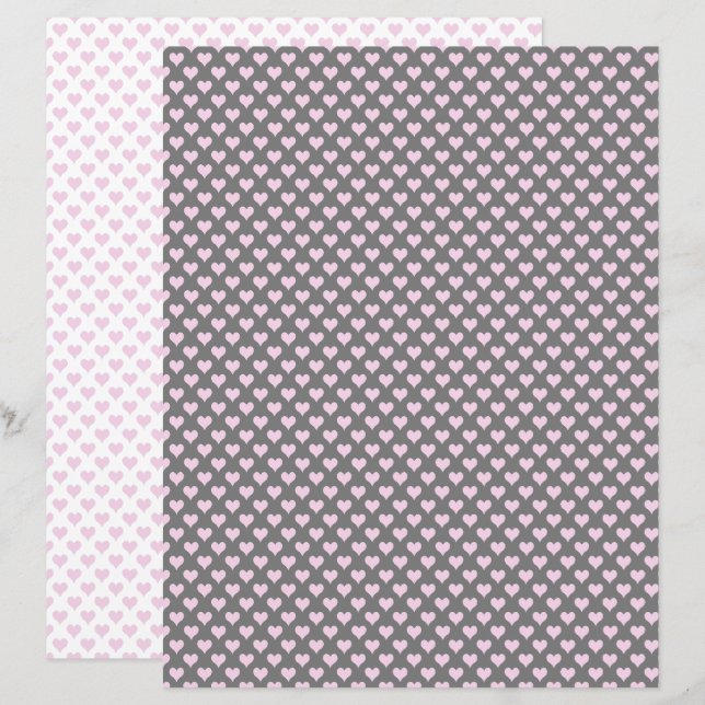 Papier à rebut rose de minuscules coeurs (Devant / Derrière)