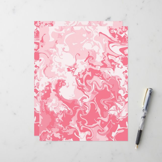 Papier à rebut rose marbré (Devant/Arrière en situation)