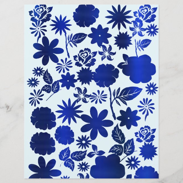 Papier à rebut Royal Blue Floral (Devant)