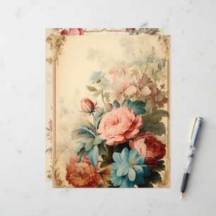 Papier à rebut vintage à cadres floraux