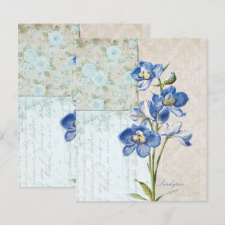 Papier à rebut Vintage Flore Bleu délicat