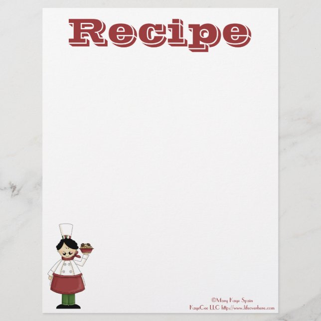 Papier à recette - Chef cuisine - Recettes (Devant)