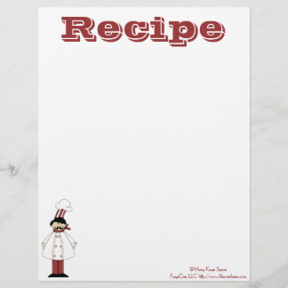Papier à recette - Chef cuisine - Recettes