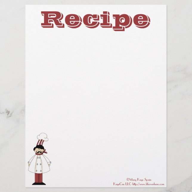 Papier à recette - Chef cuisine - Recettes (Devant)