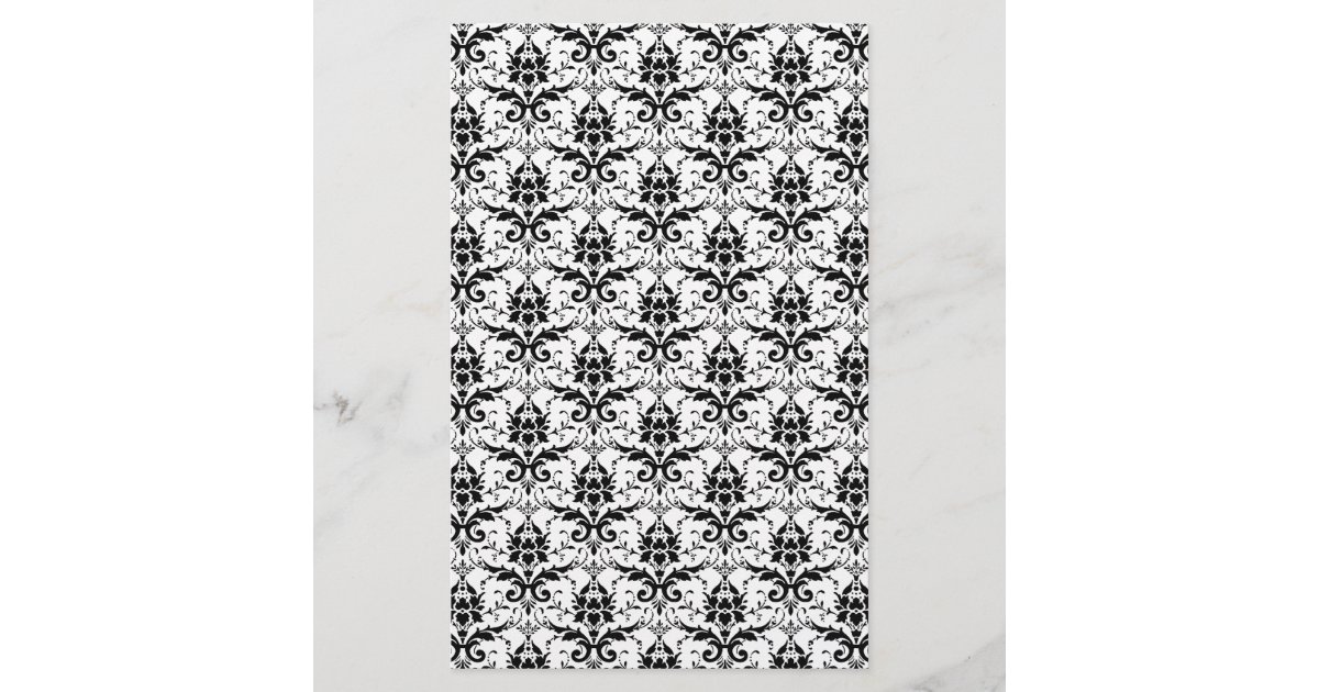 Gothic Black and White Damask Scrapbook Paper