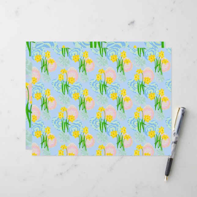 Papier à scandale à jonquilles jaunes (Devant/Arrière en situation)