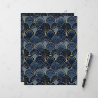 Papier à scandale Art déco bleu et or