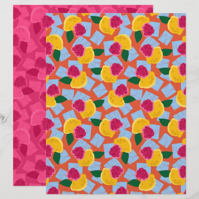 Papier à scandale citron framboise glacée (Devant / Derrière)