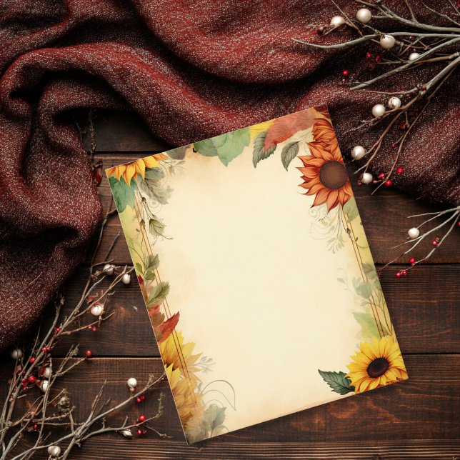 Papier à scandale de tournesol vintage jaune orang (Créateur téléchargé)