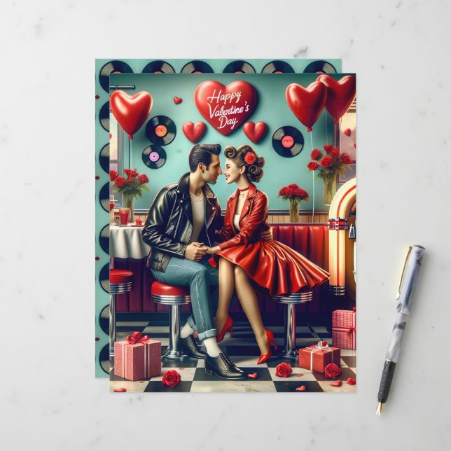 Papier à scandale les années 50 Diner Valentine (Devant/Arrière en situation)