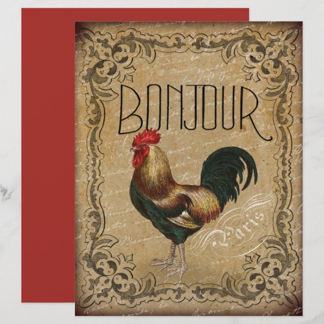 Papier à scandale Rooster French Paris Bonjour (Devant / Derrière)