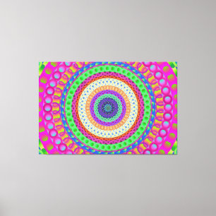 Papier à toile étirée en bleu néon Mandala