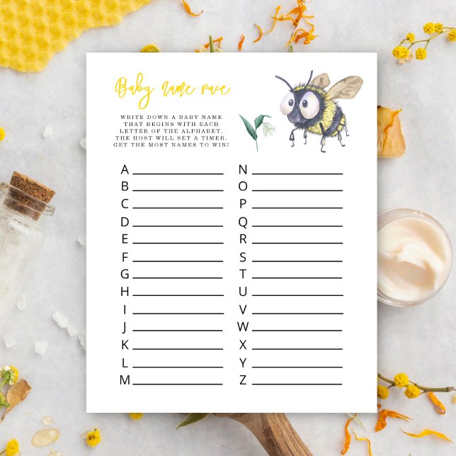 Papier Abeille aquarelle - jeu de nom de bébé (Créateur téléchargé)