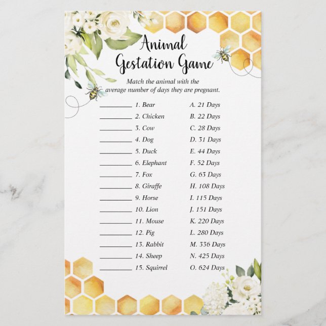 Papier Abeille Un Petit Baby shower De Miel Gestation Ani (Devant)