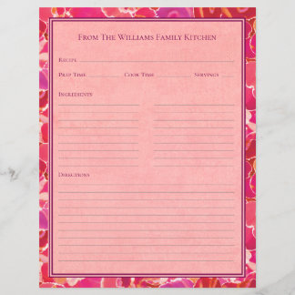 Papier Abstract Watercolor Red Pink Recipe Paper Sheet