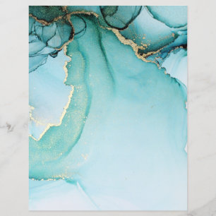 Papier Abstrait à retouche marbré Turquoise