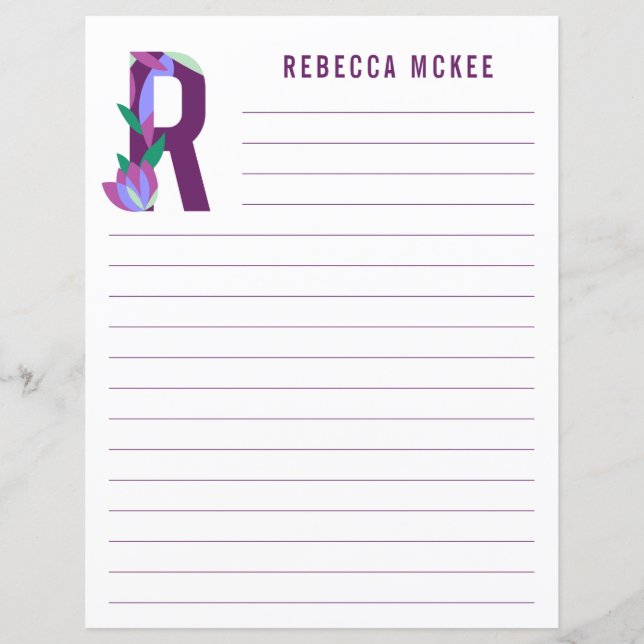 Papier Abstrait à revêtement Alphabet Floral (Devant)