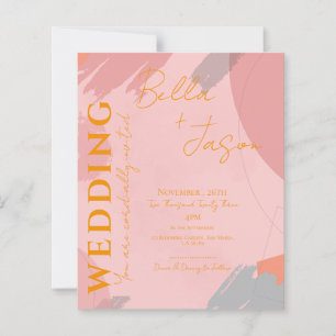Papier Abstrait rose orange Belle Faire-part de mariage