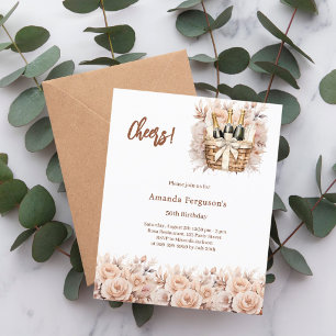 Papier Accueil crème fleurons rose invitation anniversair