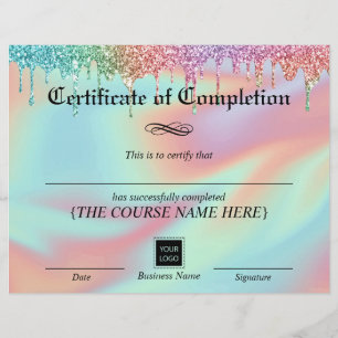 Papier Achèvement du certificat Holographique Unicorn Dri