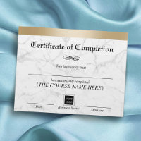 Achèvement d'un certificat en marbre à bordure dor
