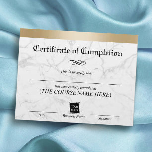 Papier Achèvement d'un certificat en marbre à bordure dor