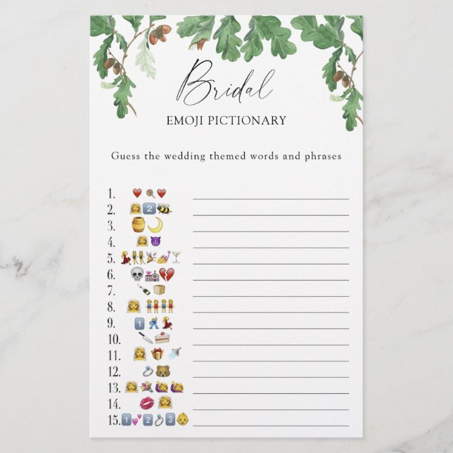Papier Acorn tree - douche nuptiale émoticônes jeu (Devant)