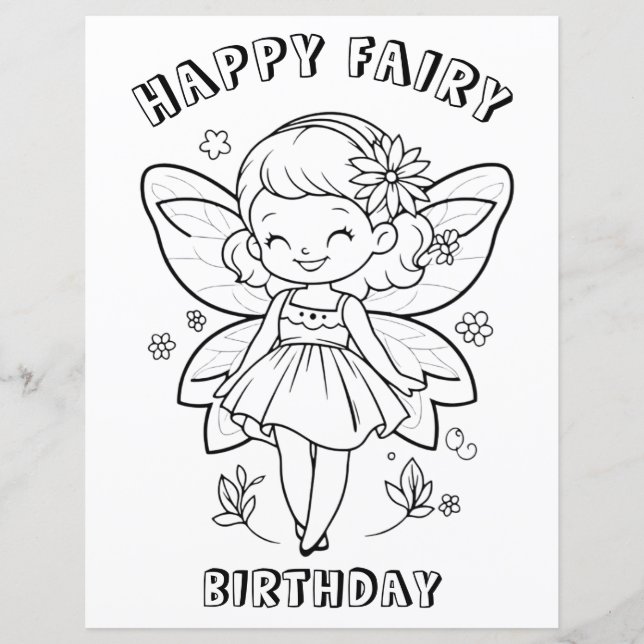 Papier Activité de fête d'anniversaire de fée heureuse (Devant)