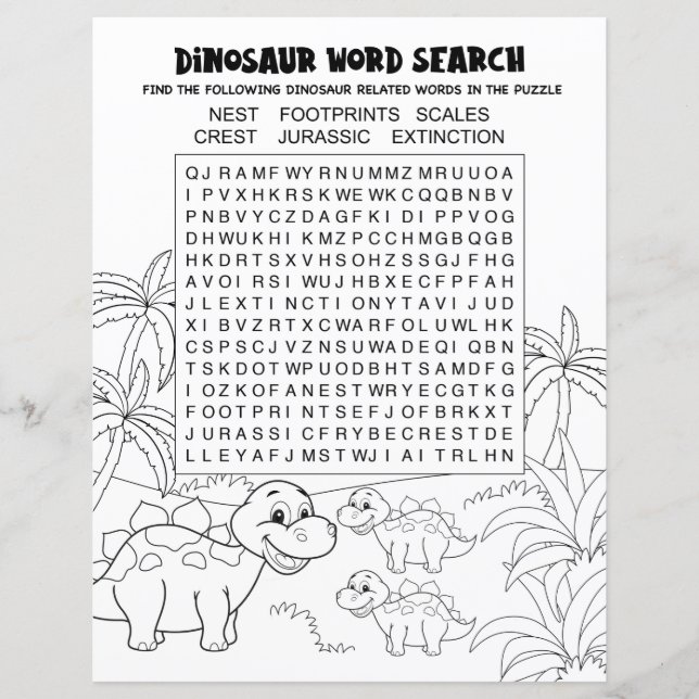 Papier Activité Enfants Dinosaur Puzzle Mot Recherche (Devant)