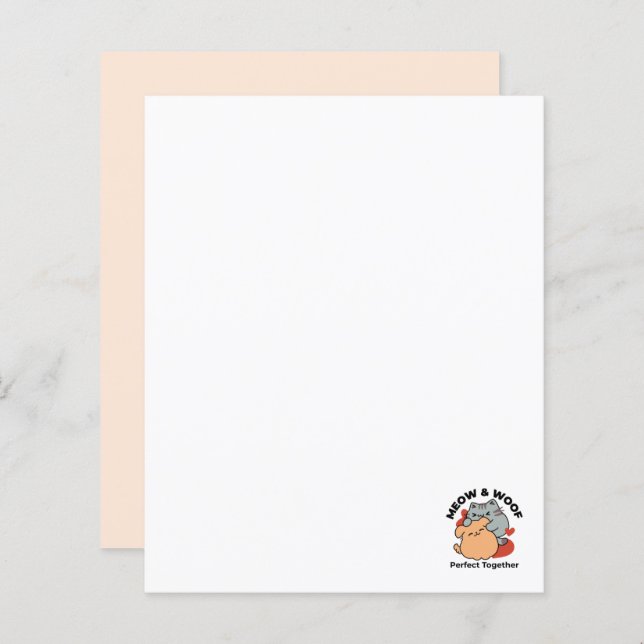 Papier Adorable chat et chien Hug - Meow & Woof Design (Devant / Derrière)