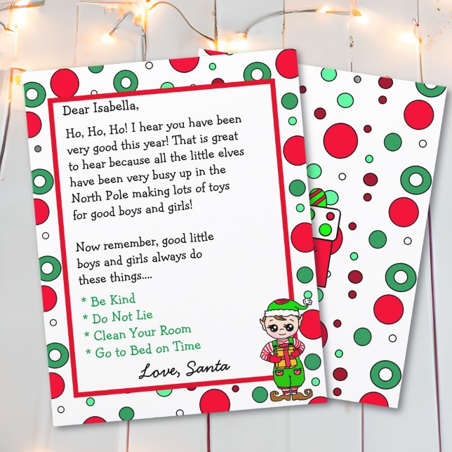 Papier Adorable Elf Lettre personnalisée de Père Noël (Créateur téléchargé)
