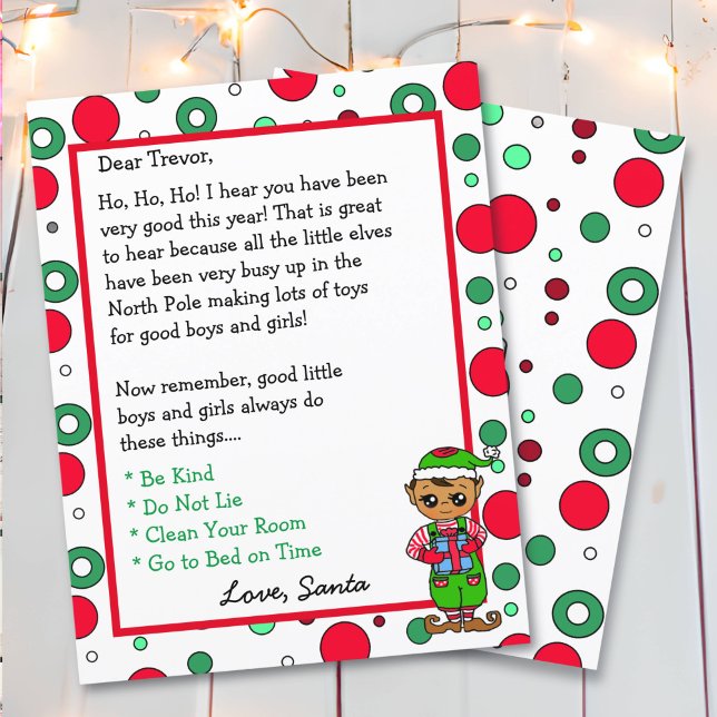 Papier Adorable Elf Lettre personnalisée de Père Noël (Créateur téléchargé)