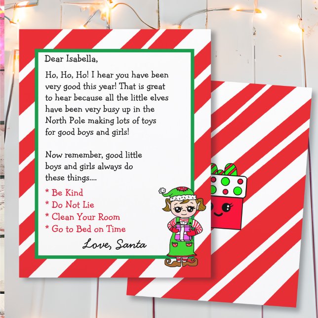 Papier Adorable Elf Lettre personnalisée de Père Noël (Créateur téléchargé)