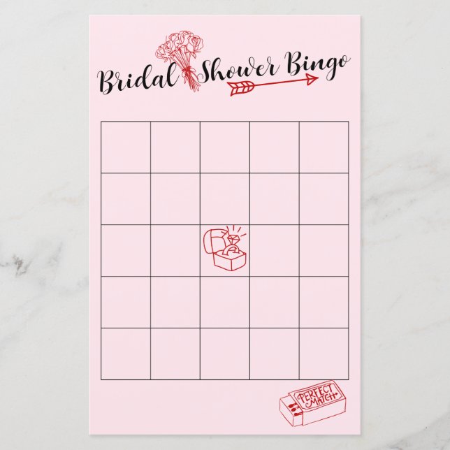 Papier Adorable Fête des mariées rose et rouge Jeu de Bin (Devant)