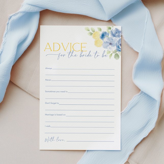 Papier Advice for the Bride Citrus Bridal Shower Game (Advice for the bride to be! Bridal Shower game card printed)