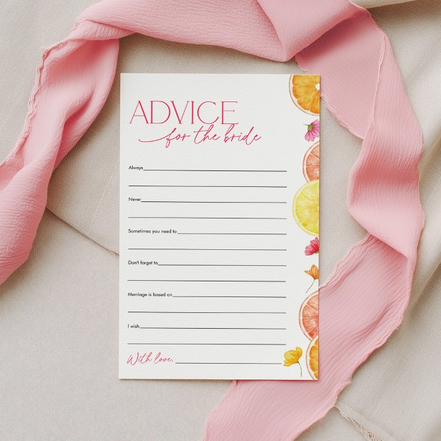 Papier Advice for the Bride Citrus Bridal Shower Game (Advice for the Bride | Main Squeeze Citrus Bridal Shower Game)