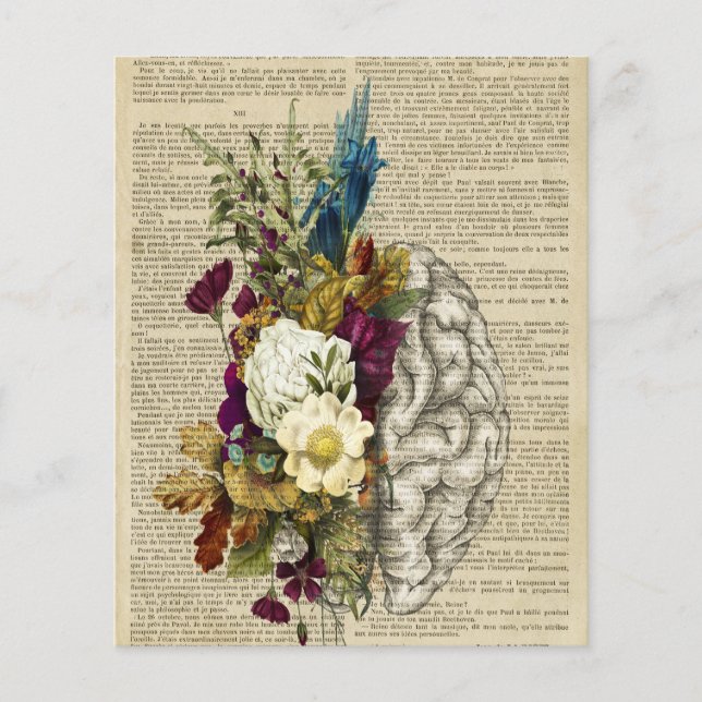 Papier affiche d'anatomie du cerveau floral médical (Devant)