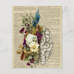 Papier affiche d'anatomie du cerveau floral médical