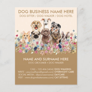 Papier Affiche de chiens botaniques beige marron