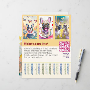 Papier affiche de chiots à vendre avec code QR orange