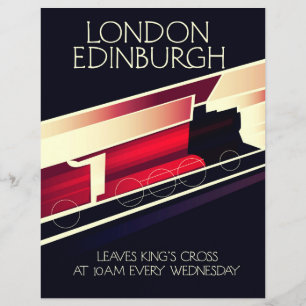Papier Affiche de style vintage London Edinburgh Locomoti