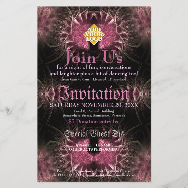 Papier Affiche d'événement d'invitation fractale luxurian (Devant)