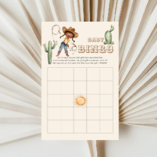 Papier Afro Cowgirl Ranch Baby shower Bingo Game Card
