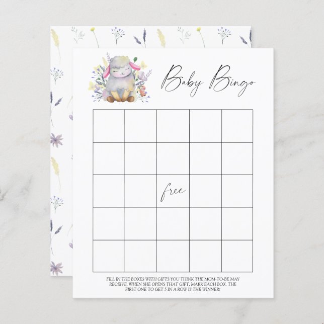 Papier Agneau mignon - Baby Bingo jeu (Devant / Derrière)