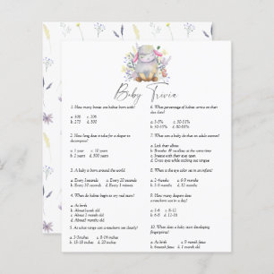 Papier Agneau - Trivia bébé   Jeu Baby shower