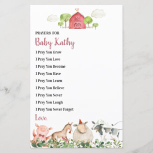 Papier Agritourisme Animaux Barnyard Prières pour bébé