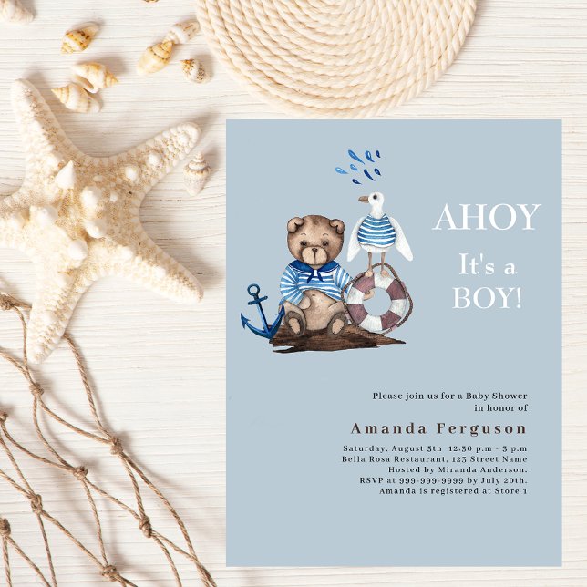 Papier Ahoy c'est un garçon en peluche Baby shower budget (Créateur téléchargé)