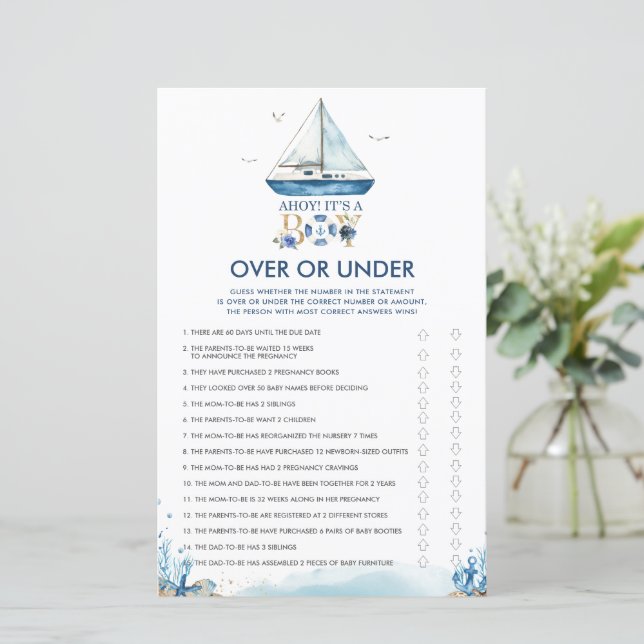 Papier Ahoy Nautique C'est un garçon au-dessus ou sous le (Debout devant)