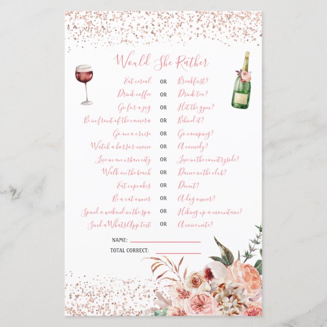 Papier Aimer la Fête des mariées rose elle préfère (Devant)