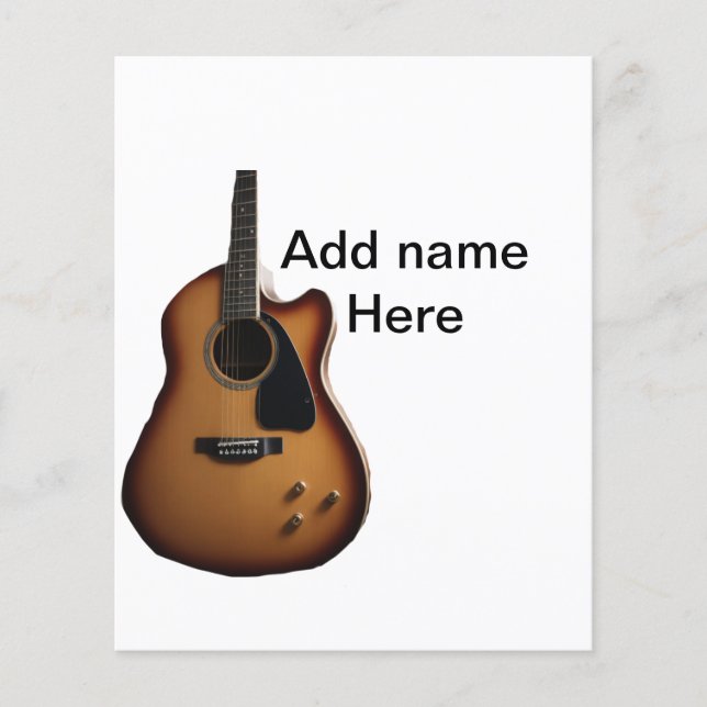 Papier Ajouter votre nom texte brun acoustique guitare éd (Devant)